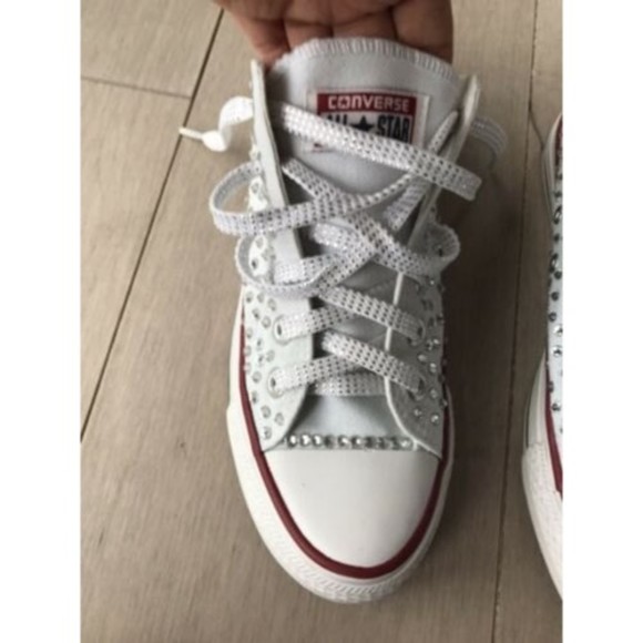 Converse All Star sneakers unisex women 7.5  white Swarovski crystals Shoes - Picture 3 of 7